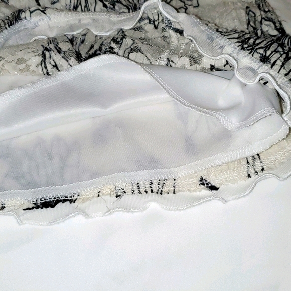 dressbarn Tank with Sheer Overlay and Lacy Bottom Black & White 337 - Picture 6 of 9